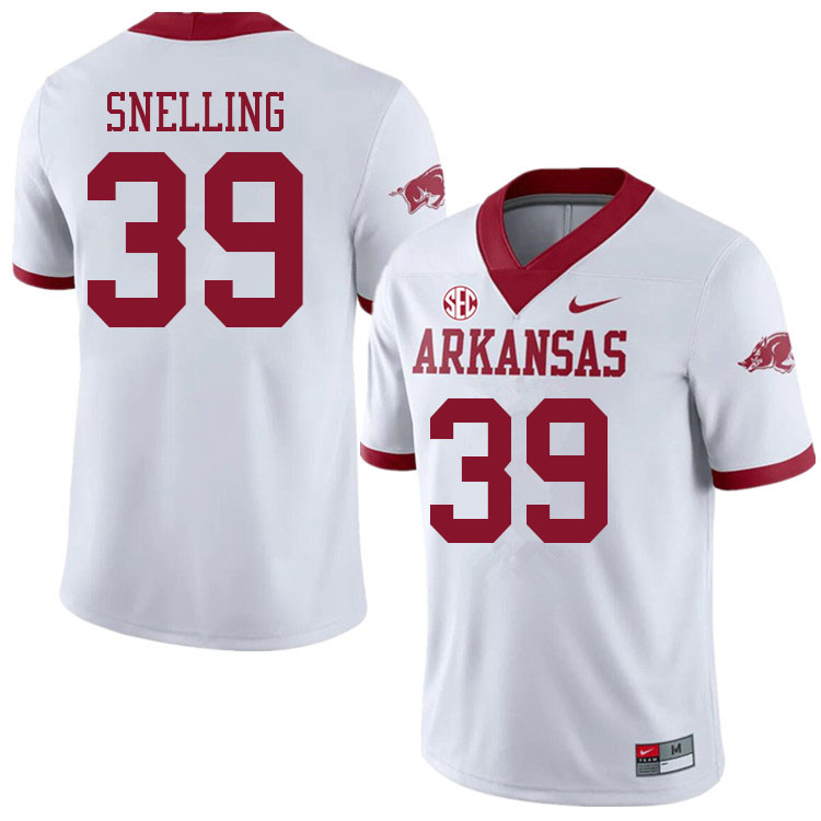 Men #39 Courtney Snelling Arkansas Razorbacks College Football Jerseys Sale-Alternate White - Click Image to Close